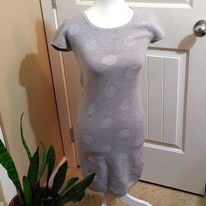 Sexy Armani Exchange XS gray sweater dress circle pattern, short sleeves